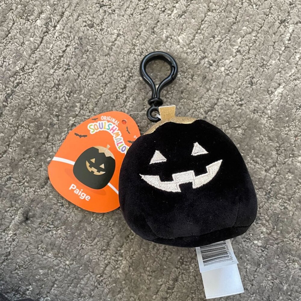Squishmallows Paige The Black Pumpkin Halloween Plush 3.5” Clip-On